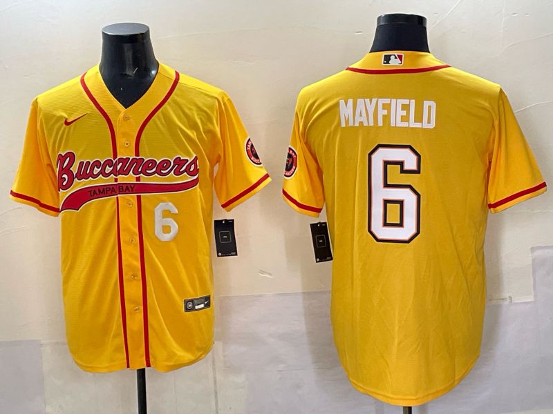 Men 2025 Tampa Bay Buccaneers #6 Mayfield Yellow Joint Name Nike Limited NFL Jersey style 05